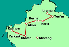 Durchquerung der Taklamakan Wste von Aksu nach Khotan (Westroute)