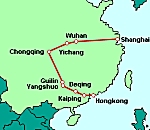Reiseroute S�dchina mit Yangtse-Kreuzfahrt